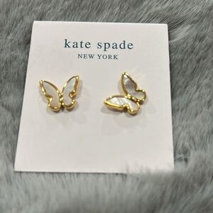 Kate Spade All A Flutter Mother of Pearl Gold Tone Butterfly Earrings